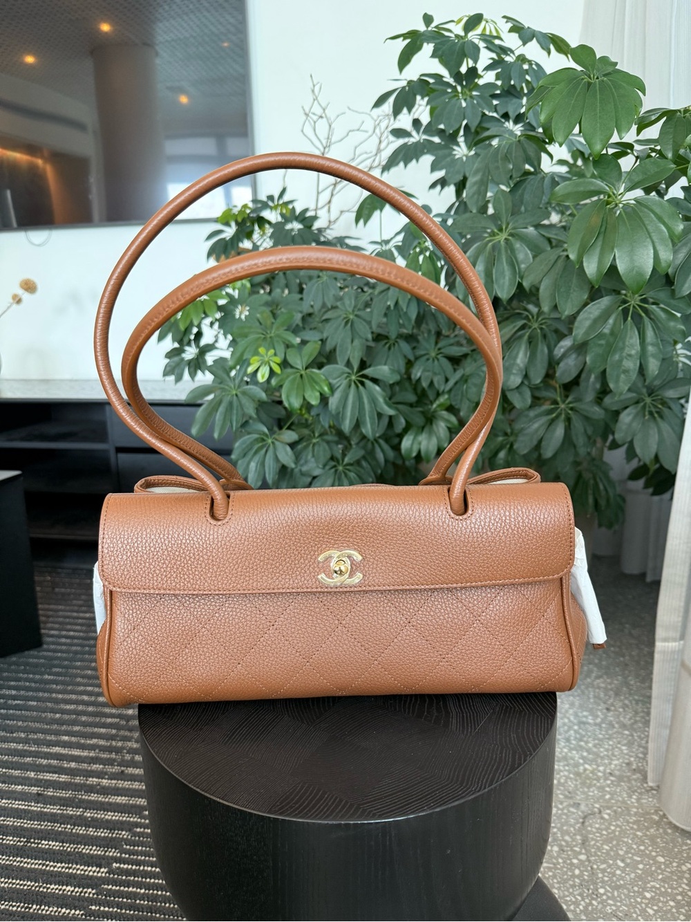 Chanel small shopping bag brown
